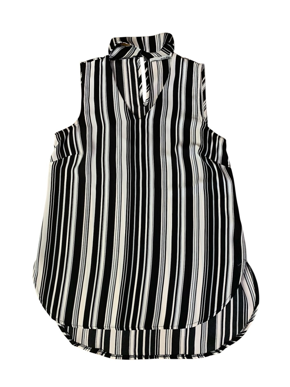 Erin Blair Striped High Neck Sleeveless Blouse Size 2 Black White